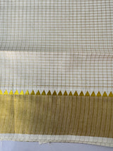 Handloom finish Kerala cotton saree small checks & small temple border