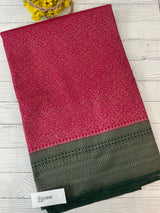 Banarasi semi katan saree with contrast border MS6665 - Pink to Green