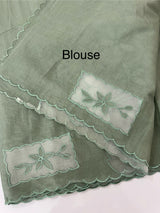 Mul chanderi organza applique work saree  MSH172