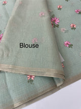 Tissue mix Soft silk saree with embroidery MS8189- Pastel BluemixGreen