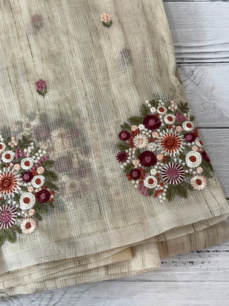 Silky kota embroidery saree MSK876