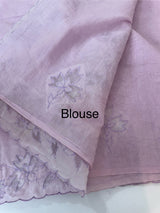 Mul chanderi saree with applique borders MSH112 - Lilac