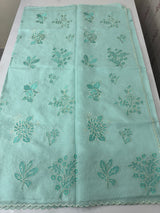 Soft kota silk saree with applique embroidery and scalloped border MS15231 - PastelBlue