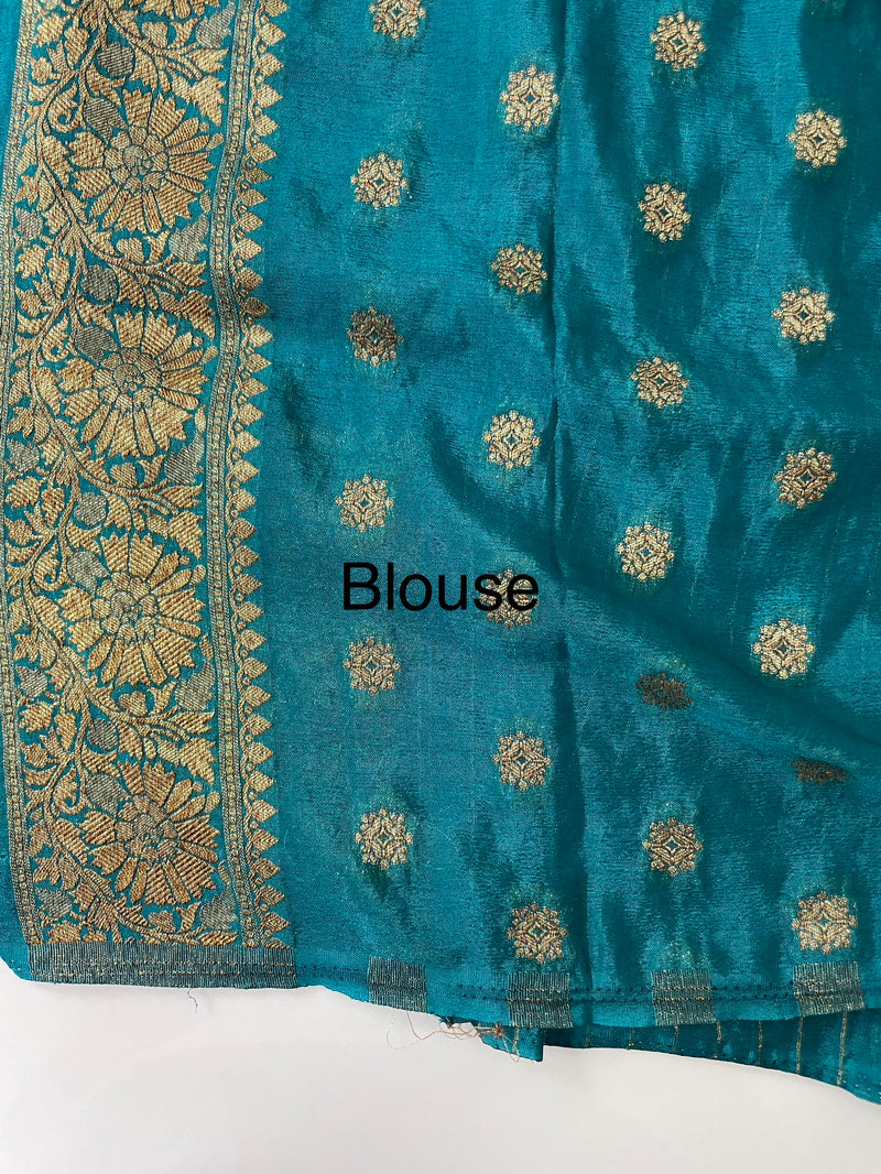 Semi banarasi Khaddi Georgette saree (Design 6)- MKGS173 DARK TEAL