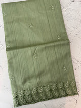Semi tussar saree with cutwork MSHK566 - DustyGreen