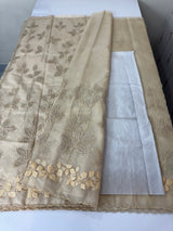 Premium Organza saree with tissue appliqué work - MMG310 - Ivory