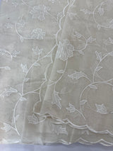 Mul chanderi applique work saree  MSH115 - Offwhite