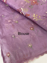 Crush Organza saree with embroidery work MBS699 Lavender