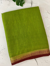 Crepe chiffon saree with small checks zari weaving  MS81890