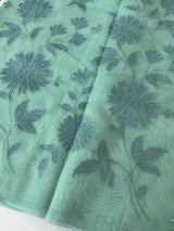 Tissue chanderi saree with applique work MSH699 - AquaGreen
