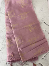 Tussar finish soft silk saree with thread embroidery MTS568 Pastel OnionPink