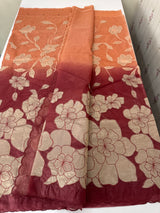 Double shade Semi organza saree with appliqué work - MSH949