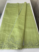 Semi tussar saree with applique borders MSH999 Green