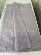 Moonga checks saree with Net Applique borders  MSH159 Lavender