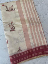 Blended tussar silk saree with embroidery- MSH490