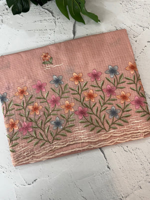 Silky kota embroidery saree MSK4333 - PastelPeach