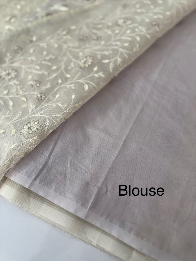 Kota silk saree with embroidery MSH199 - Pastel CloudGrey