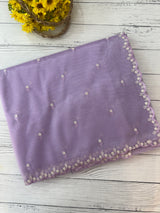 Glassy tissue organza saree with embroidery FKSF121- Lavender