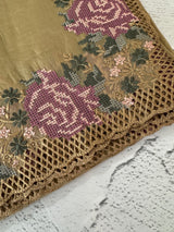 Crush Organza cutwork & embroidery saree MS7544- Chiku