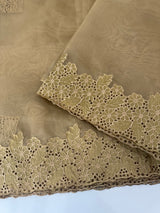 Cutwork Kora Organza saree with full cutwork blouse-  MS14154 Dark Beige