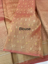 Tissue silk saree with border MS9453 Dusty PeachPink