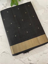 Tussar mix Semi silk saree with small buttas MSS8930 (black)