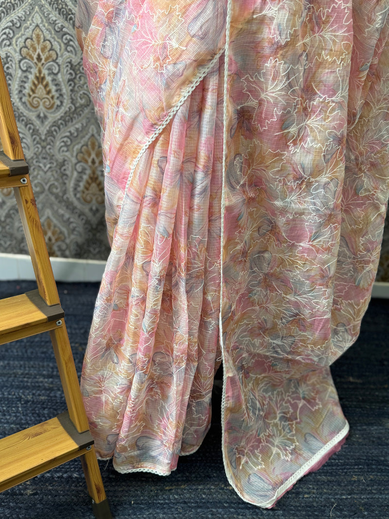 Soft kota checks saree with embroidery SVPSSR