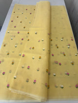 Kota checks saree with embroidery MS7680 Yellow