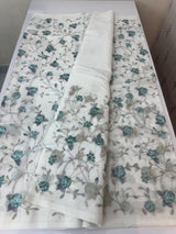 White Supernet saree with embroidery MSH153