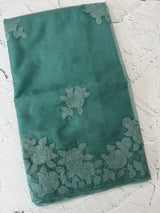 Soft organza saree with applique work - MCW225 DuskyGreenishBlue