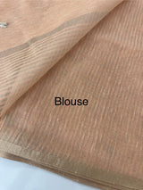 Tissue linen saree with embroidery MTL451 PeachPink