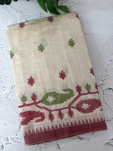 Blended tussar saree with cross embriodery - MSH1456