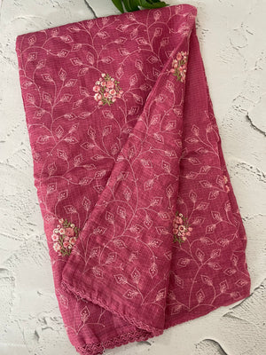 Soft kota checks saree with embroidery - MS7676