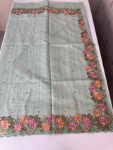 Embriodery Kota Silk Cutwork saree SBLCYTM -PastelGreen
