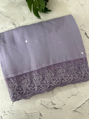 Soft crushed chanderi crepe silk saree with lace borders MLS466