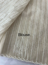 Mul chanderi saree with applique work MSH147- Offwhite