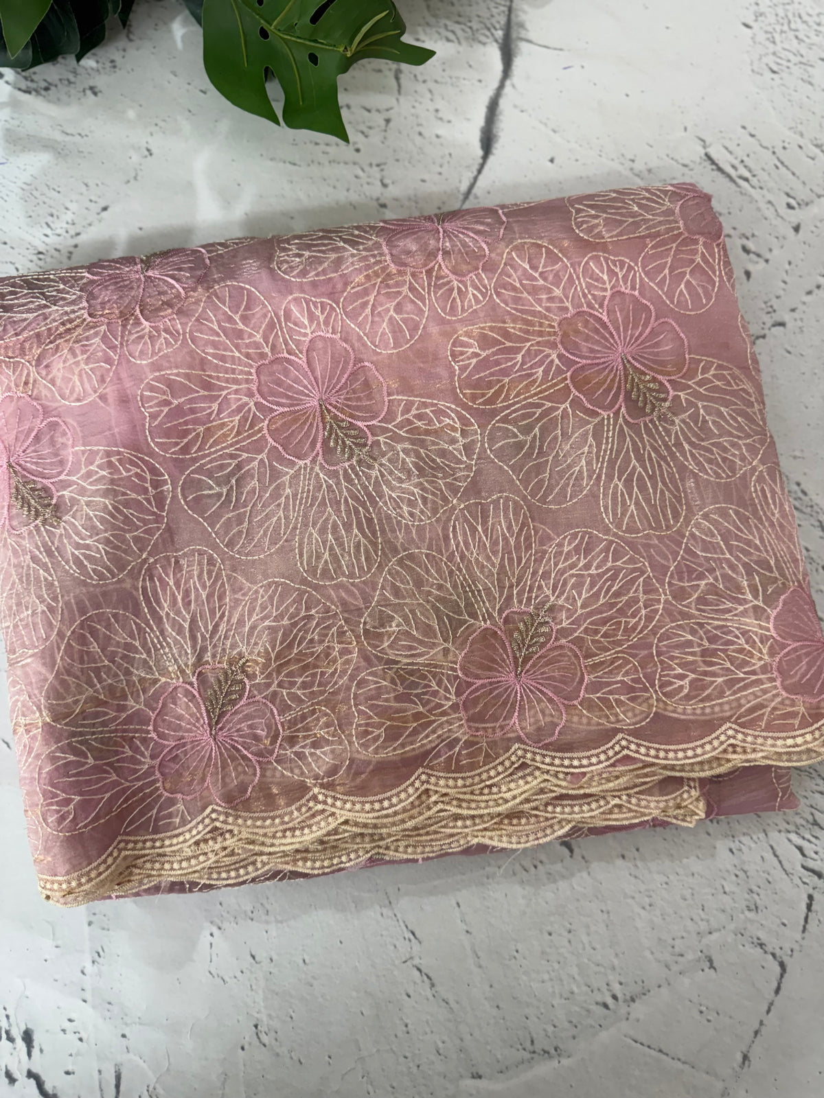 Premium Crush Organza saree with thread work- MCW863 SoftPink