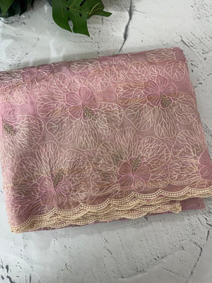 Premium Crush Organza saree with thread work- MCW863 SoftPink