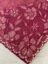Cutwork Semi tussar saree MTSS680 CrimsonPink