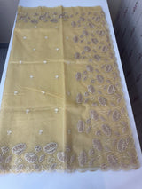 Viscose Organza saree with applique work-MSH103 CreamyYellow