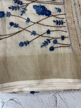Tissue linen saree with embroidery MLS8977