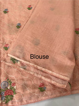 Semi linen saree with embroidery- MS15167