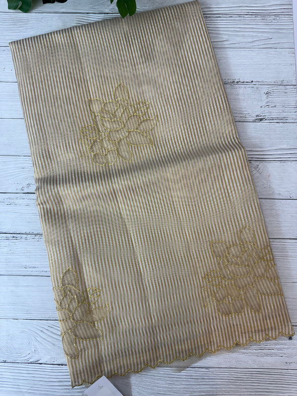Tissue mix Soft silk saree with applique work MS8146 - Golden
