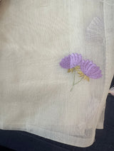 Mul chanderi saree with embriodery MSH114- Lavender flowers