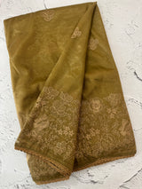 Glass tissue organza saree with embroidery MSF121 (2) Metallic Bronze