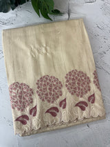 Blended soft tussar saree with embriodery - MS8669 PearlCream