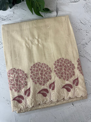 Blended soft tussar saree with embriodery - MS8669 PearlCream