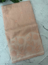 Khadi supernet saree with net applique borders MSH208 PastelPeach