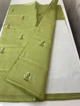 Kota  checks saree with embroidery - MS7679 DustyGreen