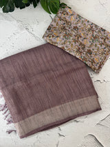 Shimmer semi linen saree with printed blouse MLS7190 (5) Mauve